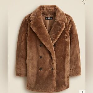 J Crew brown faux-fur chic coat new Small